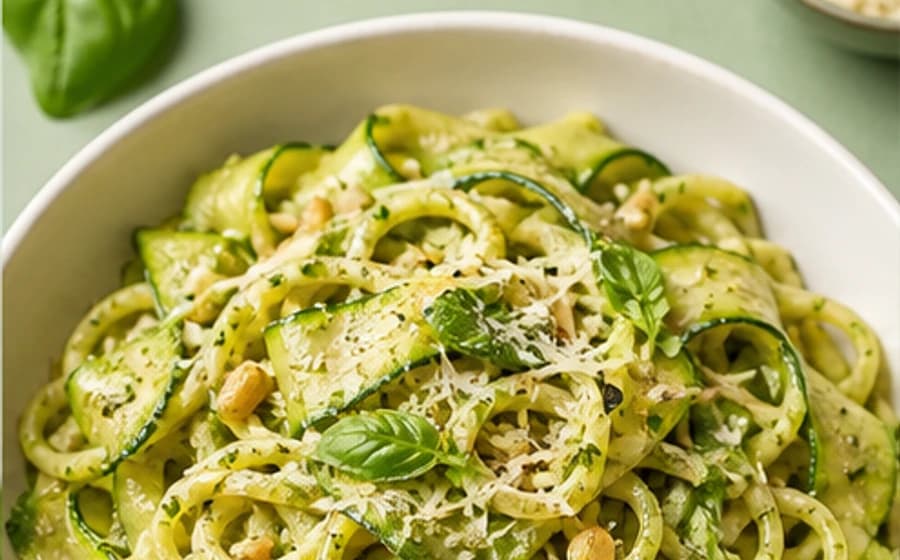 Fresh pesto vegetable pasta