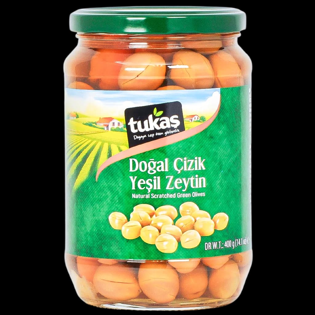 Tukas Natural Scratched Green Olives