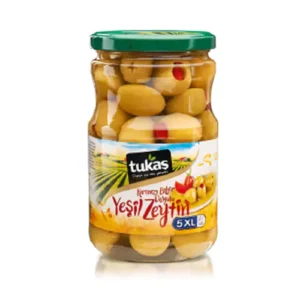 Tukas Green Olive Stuffed With Red Pepper, 12x400 gr